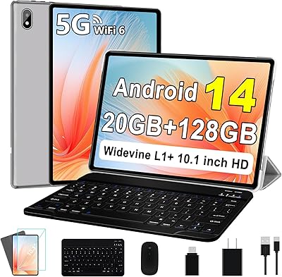 UJJ U6 Android 14 Tablet, 20GB RAM, 128GB Storage, 10.1-inch