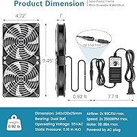 GDSTIME Big Airflow Dual 120mm Fans with Speed Controller — image 5