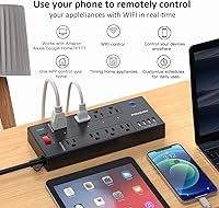 POWSAV 6 Ft WiFi Surge Protector with Smart Outlets & USB Ports — image 2