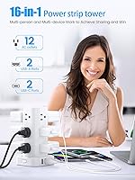 Pluackg 16-Outlet Surge Protector Tower with 4 USB Ports — image 2