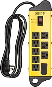 Cablectric Heavy Duty Power Strip Surge Protector 8 Outlets 6 ft Extension Cord