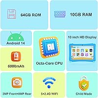 Fivahiva FF-35 Kids Tablet 10-inch, 10GB RAM, 64GB Storage, Android 14 — image 3