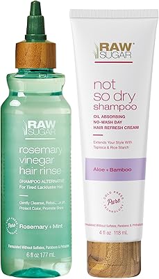 Raw Sugar Hair Care & Styling Kit - Rosemary + Apple Cider Vinegar Rinse & Not So Dry Shampoo
