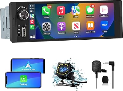 Pyniro Single Din Car Stereo with CarPlay & Android Auto