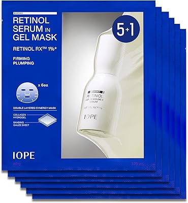IOPE Retinol Serum in Deep Collagen Gel Mask 5+1 Set