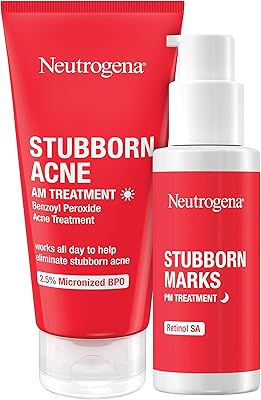 Neutrogena Stubborn Acne AM Face Treatment with Benzoyl Peroxide & Stubborn Marks PM Treatment with Retinol SA