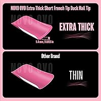 NOVO OVO Short Duck Nail Tips French Tip Press On Rose Pink with Glitter — image 5