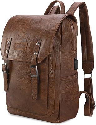 Montana West × Wrangler Brown Leather Laptop Backpack for Women Men