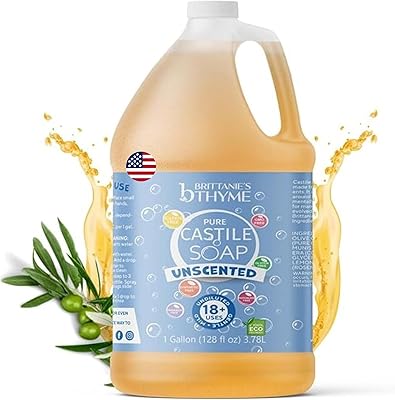 Brittanie's Pure Organic Castile Liquid Olive Oil Soap Refill, 1 Gallon Unscented