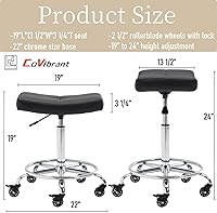 CoVibrant Adjustable Rolling Stool with Extra Wide Seat (19″-24″) — image 2