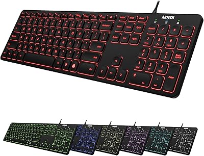 Arteck HA305-3B USB Wired Backlit Keyboard