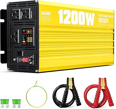 XWJNE 1200W Pure Sine Wave Inverter 12V DC to 120V AC