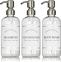 Artanis Home Refillable Shampoo and Conditioner Bottles - 16oz, 3 Pack with Stainless Steel Pumps — image 1