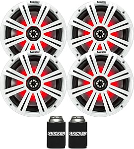 KICKER 8″ White Marine LED Speakers - 2-Pairs