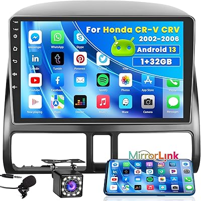 Roinvou Android Car Radio for Honda CR-V 2002-2006, 9″ Touchscreen, Bluetooth, GPS