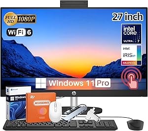 HP 27 Inch All-in-One Desktop Computer, Intel Core Ultra 7, 64GB RAM, 1TB SSD