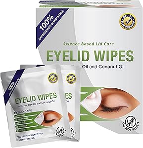 Lunovus Premium Eyelid Wipes with Tea Tree and Coconut Oil - Box of 30