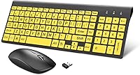 HXMJ Wireless Large Print Keyboard and Mouse Set E68 Yellow — image 1