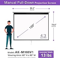 Akia Screens 100-inch Manual Pull Down Projector Screen — image 5