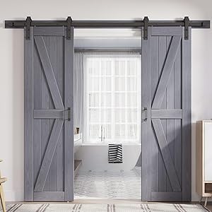 FREDBECK Gray Double Barn Door 48×84 Inch with 8FT Hardware Kit Review