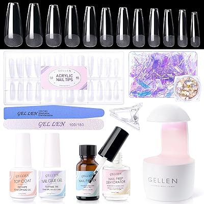 Gellen Gel Nail Kit Coffin 240pcs Nail Tips Extension Set