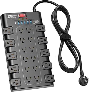 SUPERDANNY Power Strip Surge Protector with 22 AC Outlets and 6 USB Ports Review