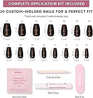 Glamnetic Rosy Remains Press On Nails - Charcoal Gray Skeleton Coffin Nails — image 4