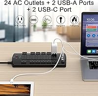 QINLIANF Surge Protector Power Strip 24 Outlets 4 USB Ports — image 2