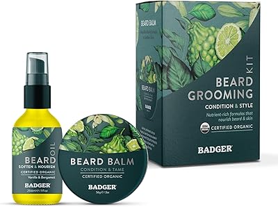 Badger Beard Grooming Kit, Organic Beard Oil & Balm 2-Pack