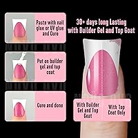 NOVO OVO Short Duck Nail Tips French Tip Press On Rose Pink with Glitter — image 3