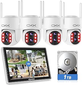 CKK 2K Dual Lens PTZ Security Camera System with 10″ LCD and 1TB HDD