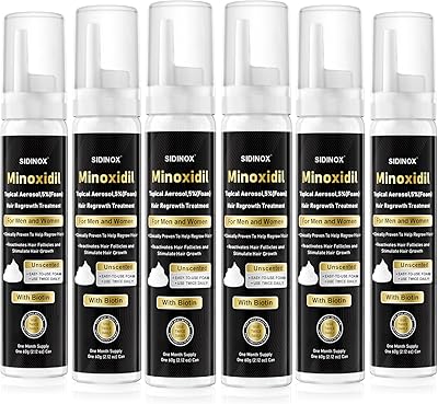 Sidinox 5% Minoxidil Foam with Biotin, 6 Month Supply