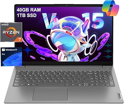 Lenovo V15 Gen 4 Business Laptop, 15.6″, AMD Ryzen 7 7730U, 40GB RAM, 1TB SSD