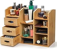 Coloch Bamboo Makeup Organizer with Drawers — image 1