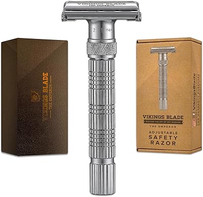 Vikings Blade Adjustable Double Edge Safety Razor – The Emperor Frosted Chrome