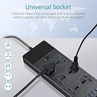 Jumpso UK to US Plug Adapter Power Strip with 6 Outlets and 4 USB Ports — image 3