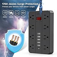 AOFO Surge Protector Flat Extension Cord Power Strip with USB Charging — image 3