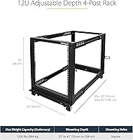 StarTech.com 12U Open Frame Server Rack & 8 Outlet Rack Mount PDU — image 3