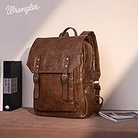 Montana West × Wrangler Brown Leather Laptop Backpack for Women Men — image 2