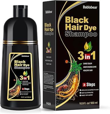 Bablabear Black Hair Dye Shampoo for Gray Hair 500mL