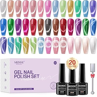 MIZHSE Cat Eye Gel Nail Polish Set 20 Colors