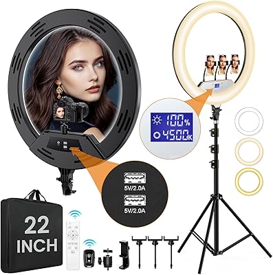 MACTREM 22-inch Ring Light with Stand