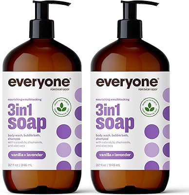 Everyone 3-in-1 Soap, Body Wash, Bubble Bath, Shampoo, Vanilla and Lavender, 32 Ounce (Pack of 2)