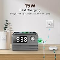 FlyShow 15W Fast Wireless Charger with Bluetooth Speaker and Alarm Clock — image 3