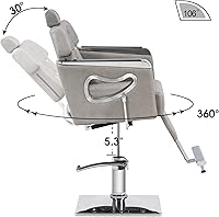 BarberPub Barber Chair Reclining Salon Chair 8132 (Silver Grey) — image 4