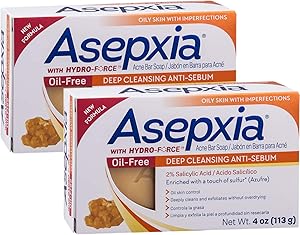 Asepxia Oil Free Sulfur Soap Acne Bar Soap 4oz (Pack of 2)