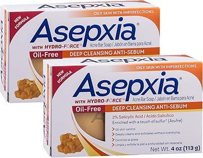 Asepxia Oil Free Sulfur Soap Acne Bar Soap 4oz (Pack of 2)