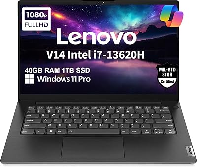 Lenovo V14 Gen 4 Laptop, 14″, Intel Core i7-13620H, 40GB RAM, 1TB SSD