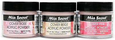Mia Secret Cover Acrylic Powder 3 Piece Set - Pink/Beige/Rose 1 oz