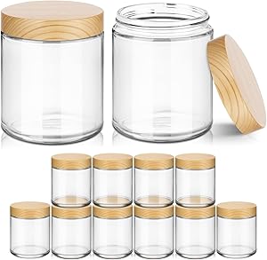 Tecohouse 8 oz Glass Jars with Lids, 12 Pack